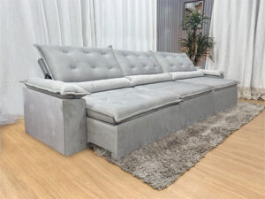 Sofá Retrátil Reclinável 2,70 m Cinza 502 Tijuca Plus